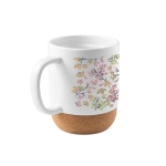 Caneca de cerâmica para sublimação com base de cortiça removível 390ml cor branco imagem com logo