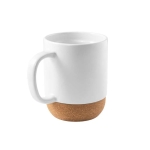 Caneca de cerâmica para sublimação com base de cortiça removível 390ml cor branco