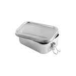 Lancheira de aço inoxidável reciclado com fecho lateral 750ml cor prateado mate quarta vista