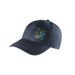 Boné de algodão reciclado de 6 painéis com fivela ajustável 280 g/m2 cor azul imagem com logo