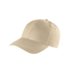 Boné de algodão reciclado de 6 painéis com fivela ajustável 280 g/m2 cor bege
