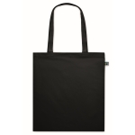Saco de compras de algodão com alças compridas Fairtrade 140 g/m2 cor preto segunda vista