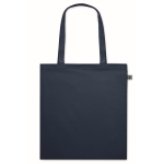Saco de compras de algodão com alças compridas Fairtrade 140 g/m2 cor azul segunda vista
