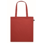 Saco de compras de algodão com alças compridas Fairtrade 140 g/m2 cor vermelho segunda vista