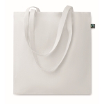 Saco de compras de algodão com alças compridas Fairtrade 140 g/m2 cor branco