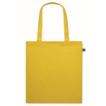 Saco de compras de algodão com alças compridas Fairtrade 140 g/m2 cor amarelo segunda vista