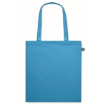 Saco de compras de algodão com alças compridas Fairtrade 140 g/m2 cor turquesa segunda vista