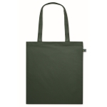 Saco de compras de algodão com alças compridas Fairtrade 140 g/m2 cor verde-escuro segunda vista