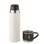 Garrafa de aço inoxidável de 420ml com cantil hermético de 150ml cor branco segunda vista