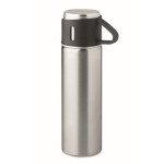 Garrafa de aço inoxidável de 420ml com cantil hermético de 150ml cor prateado mate