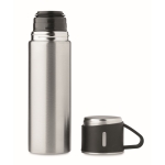 Garrafa de aço inoxidável de 420ml com cantil hermético de 150ml cor prateado mate sexta vista