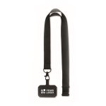 Lanyard de poliéster com fivela de segurança para o telefone cor preto vista principal
