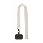 Lanyard de poliéster com fivela de segurança para o telefone cor branco