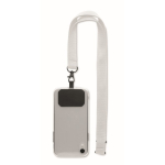Lanyard de poliéster com fivela de segurança para o telefone cor branco segunda vista