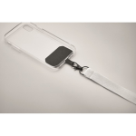 Lanyard de poliéster com fivela de segurança para o telefone cor branco vista fotografia terceira vista