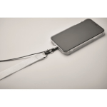 Lanyard de poliéster com fivela de segurança para o telefone cor branco vista fotografia quarta vista