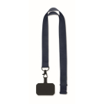Lanyard de poliéster com fivela de segurança para o telefone cor azul-marinho