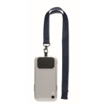 Lanyard de poliéster com fivela de segurança para o telefone cor azul-marinho segunda vista