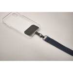 Lanyard de poliéster com fivela de segurança para o telefone cor azul-marinho vista fotografia terceira vista