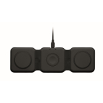 Base de carga sem fio dobrável de ABS com 3 pontos de carga 15W cor preto