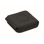 Base de carga sem fio dobrável de ABS com 3 pontos de carga 15W cor preto terceira vista