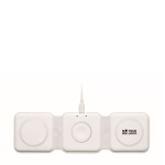 Base de carga sem fio dobrável de ABS com 3 pontos de carga 15W cor branco vista principal