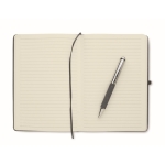 Caderno de pele reciclada com capa dura e caneta de tinta azul cor preto quarta vista