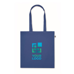 Saco de algodão orgânico colorido com alças longas e fole 220 g/m2 cor azul real vista principal