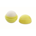 Bálsamo labial de ABS forma de bola de ténis, sabor a baunilha SPF10 cor amarelo