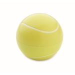 Bálsamo labial de ABS forma de bola de ténis, sabor a baunilha SPF10 cor amarelo segunda vista