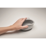 Conjunto para bebé de taça com ventosa na base e colher de silicone cor cinzento vista fotografia quarta vista
