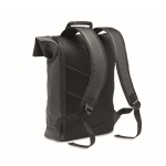 Mochila roll top de couro sintético suave para portátil 15'' cor preto terceira vista
