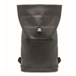 Mochila roll top de couro sintético suave para portátil 15'' cor preto sétima vista