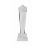 Troféu de cristal em forma geométrica vertical em base de cristal cor transparente sétima vista
