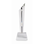 Troféu de cristal em forma geométrica vertical em base de cristal cor transparente oitava vista