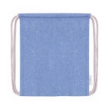 Mochila de cordão de 100% algodão reciclado para crianças cor azul primeira vista