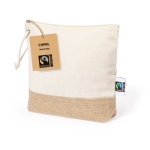 Nécessaire de 100% algodão Fairtrade com base de juta laminada cor natural segunda vista