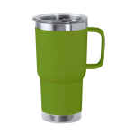 Caneca de parede dupla de aço inoxidável com alça rígida 600ml cor verde-claro primeira vista