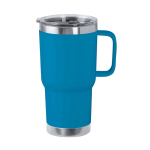 Caneca de parede dupla de aço inoxidável com alça rígida 600ml cor azul-claro primeira vista