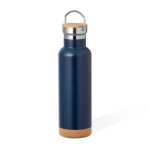 Garrafa de parede dupla de aço inox com alça para transporte 650ml cor azul-marinho primeira vista