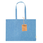 Saco de 100% algodão reciclado com alças longas 220g/m2 cor azul primeira vista