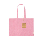 Saco de 100% algodão reciclado com alças longas 220g/m2 cor cor-de-rosa primeira vista