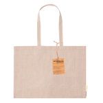 Saco de 100% algodão reciclado com alças longas 220g/m2 cor natural primeira vista