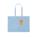 Saco de 100% algodão reciclado com alças longas 220g/m2 cor azul-claro primeira vista