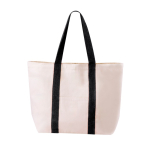 Saco de algodão de praia com bolso e fecho magnético 280 g/m2 Eco Beach cor preto primeira vista