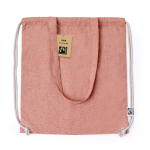 Saco/mochila de cordão 2 em 1 de algodão Fairtrade 140 g/m2 cor vermelho primeira vista