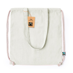 Saco/mochila de cordão 2 em 1 de algodão Fairtrade 140 g/m2 cor natural primeira vista