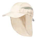 Boné de microfibra bicolor com fecho elástico e protetor de pescoço cor natural primeira vista