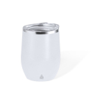 Copo de aço inoxidável de parede dupla reciclado com dosador 340ml cor branco primeira vista