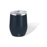 Copo de aço inoxidável de parede dupla reciclado com dosador 340ml cor azul-marinho primeira vista